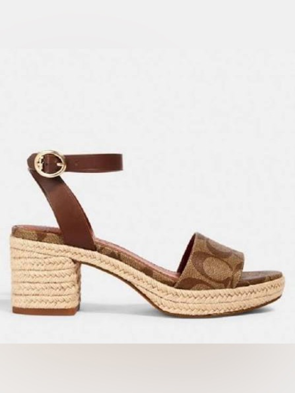 NEW Coach size 8.5 Womens Piper Espadrille Heel Canvas shoes